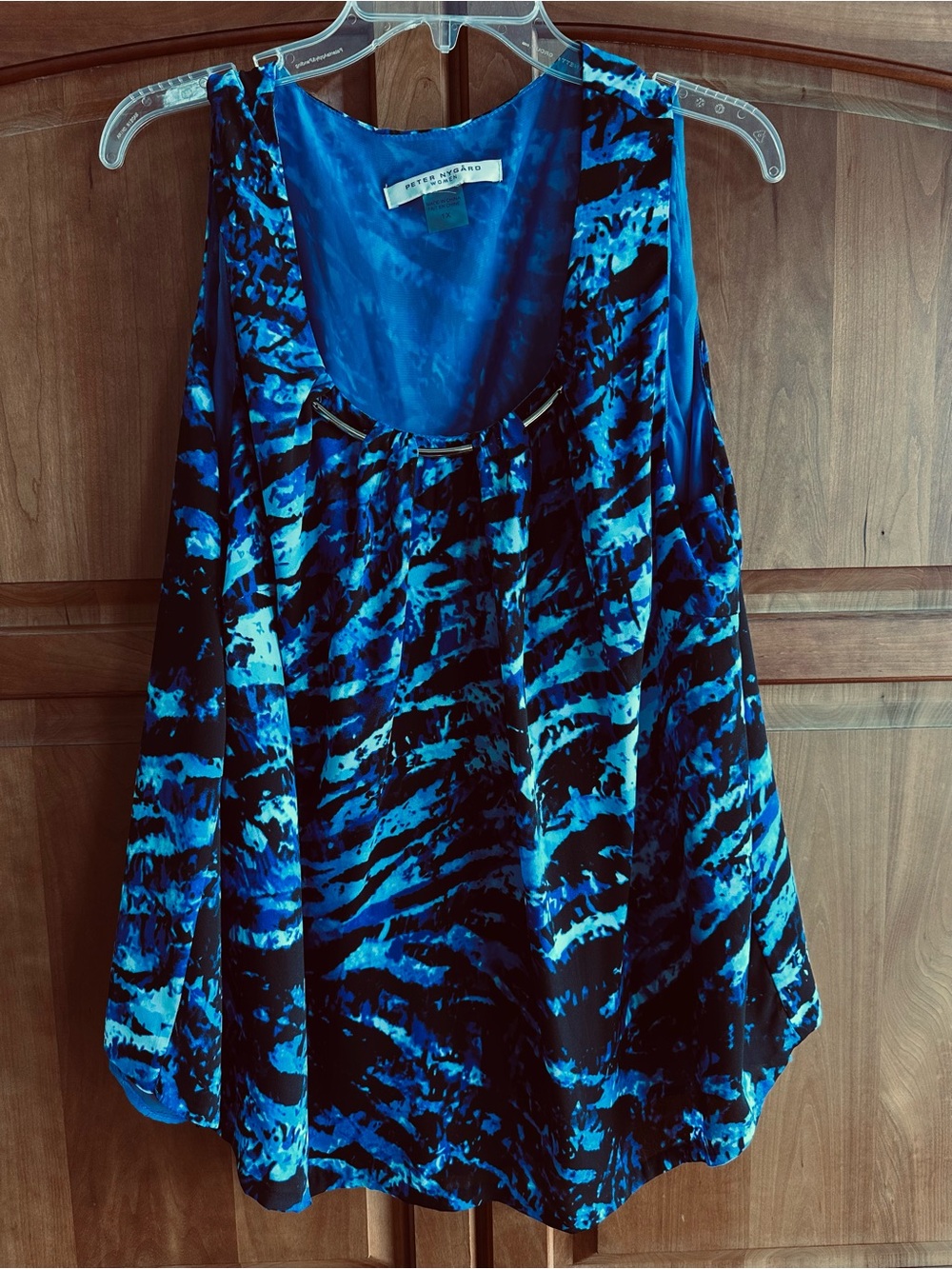 Peter Nygard Blue and Black Abstract Sleeveless top , 1X, EUC